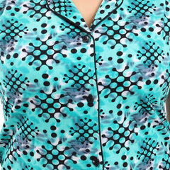 Be You Lapel Collar Geometric Printed Printed Night suit