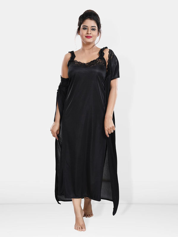 Be You Maxi Satin Wrap Nightdress With Robe