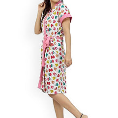 Be You Women Printed Cotton Anti-bacterial Super Soft Bath Robe With Belt
