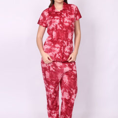 Be You Women Tie-Dye Print Top & Pyjama Night Suit