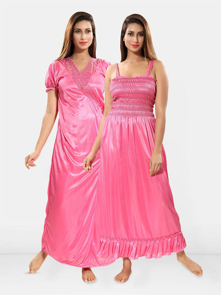 Be You Set of 2 Satin Maxi Wrap Nightdress