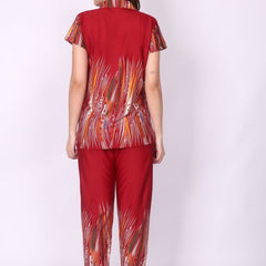 Be You Women Maroon Printed Satin Night suit