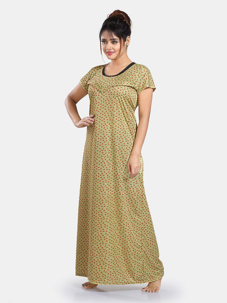 Be You Floral Printed Satin Maternity Maxi Sweat Nightdress