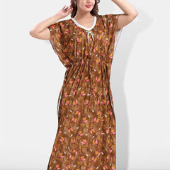 Be You Floral Printed Satin Maxi Kaftan Nightdress