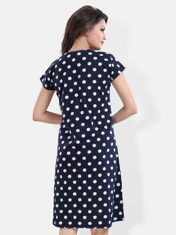Be You Navy Blue Printed Nightdress