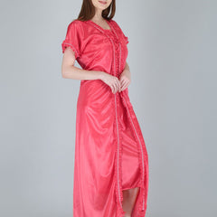 Be You Women Peach-Coloured Maxi Nightdress With Robe