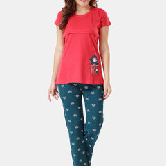Be You Floral Printed Feeding Maternity Night Suit