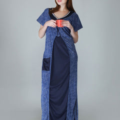 Be You Women Printed Satin Maxi Nightdress