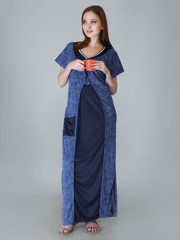 Be You Women Printed Satin Maxi Nightdress