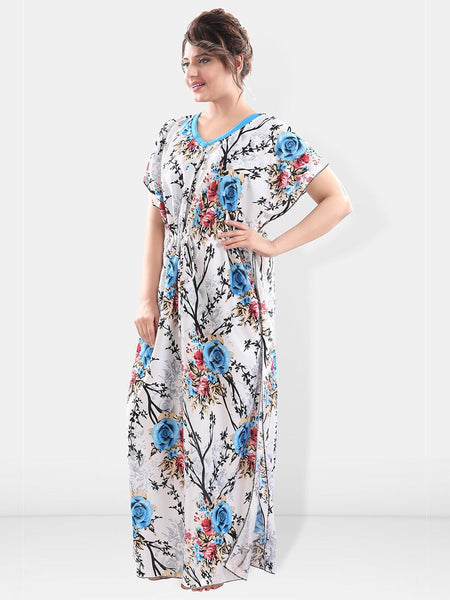 Be You Floral Printed Maxi Satin Kaftan Nightdress