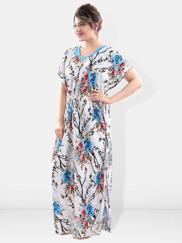 Be You Floral Printed Maxi Satin Kaftan Nightdress
