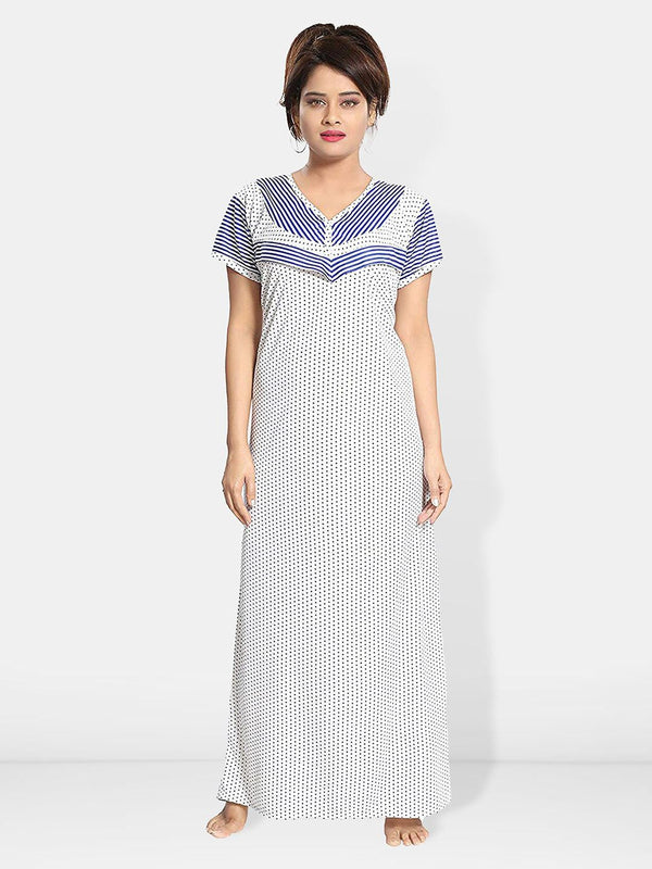 Be You Printed Satin V-Neck Maternity Maxi Nightdress
