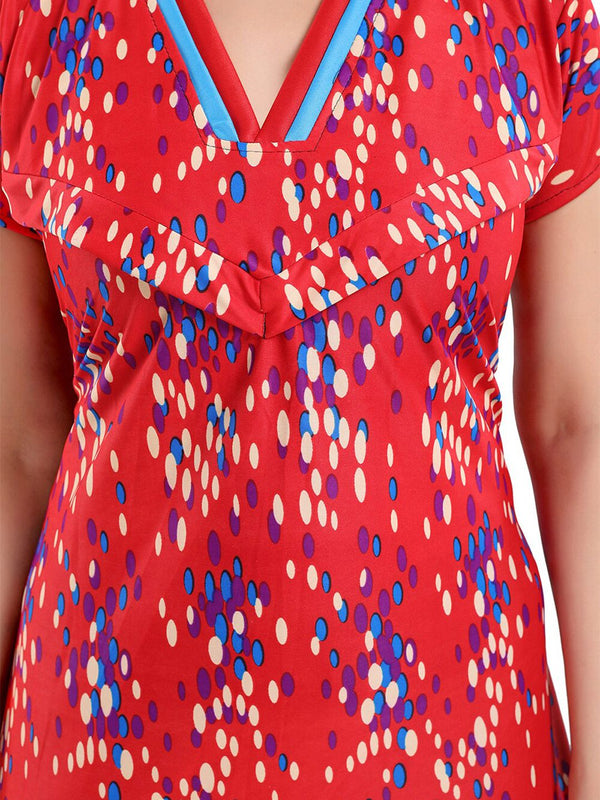Be You Polka Dots Printed Satin Maxi Feeding & Maternity Nightdress