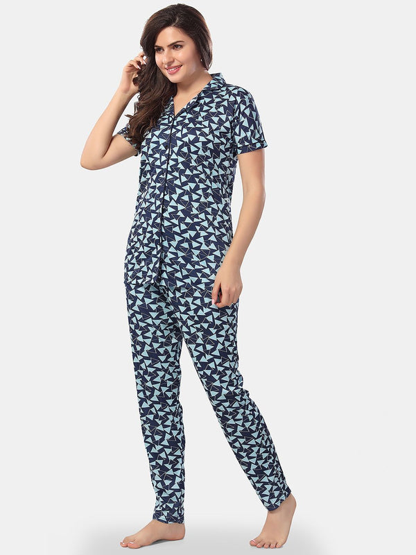 Be You Geometric Printed Night suit