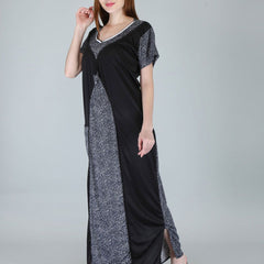 Be You Women Printed Satin Maxi Nightdress