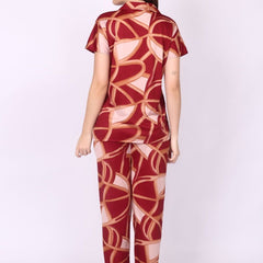 Be You Women Maroon Printed Night suit