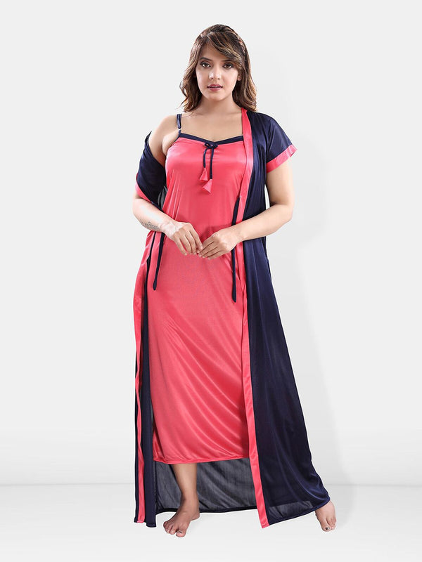 Be You V-Neck Satin Maxi Nightdress with Robe
