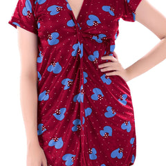 Be You Women Set of 3 Maroon Printed Nightdress