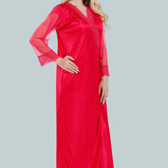 Be You Square Neck Lace Up Details Satin Maxi Nightdress With Robe