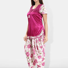 Be You Pack Of 2 Short Sleeves Satin Top & Patiyala