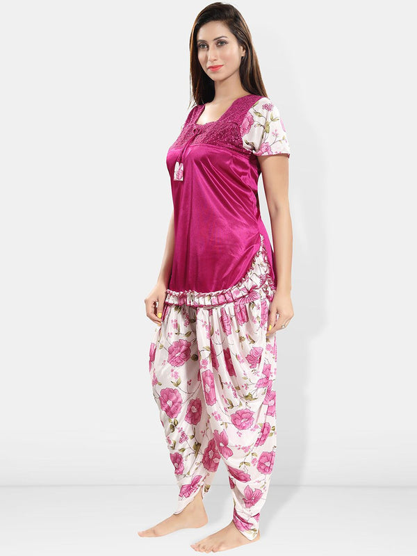 Be You Pack Of 2 Short Sleeves Satin Top & Patiyala