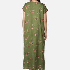Be You Olive Green Floral  Alpine Feeding / Maternity Gown For Women
