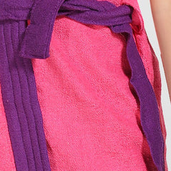 Be You Two Tone Pink Solid Cotton Drawstring Knee Length Bath Robe
