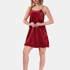 Be You Square Neck Lace Up Details Satin Nightdress With Robe