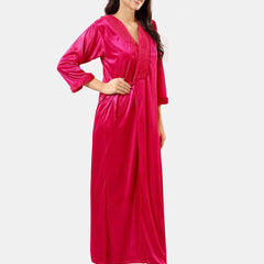 Be You Shoulder Strap Net Maxi Nightdress With Satin Robe