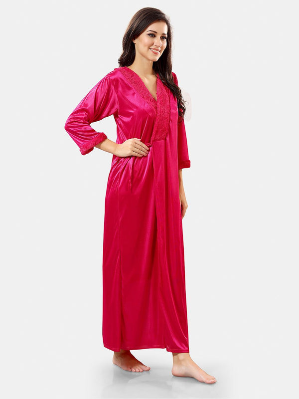 Be You Shoulder Strap Net Maxi Nightdress With Satin Robe