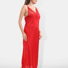 Be You V-Neck Satin Lace Night Suit With Robe