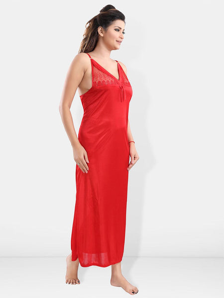 Be You V-Neck Satin Lace Night Suit With Robe