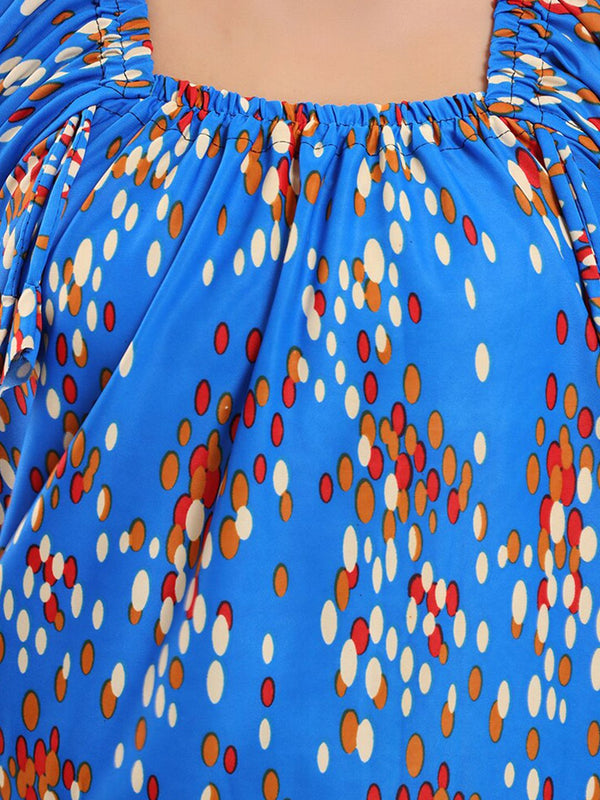Be You Abstract Printed Square Neck Satin Maxi Nightdress
