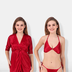Be You Non-Wired Non Padded Lingerie Set With Robe BUF-3-PCS-SET-2252-L