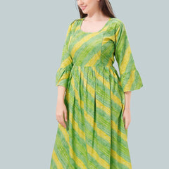 Be You Women Striped Bell Sleeves Maternity Kurta