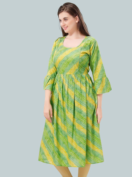 Be You Women Striped Bell Sleeves Maternity Kurta