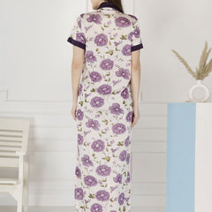 Be You Women Satin Floral Printed Maxi Wrap Nightdress