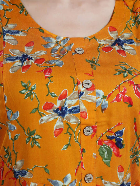 Be You Floral Printed Round Neck Maternity Straight Kurta