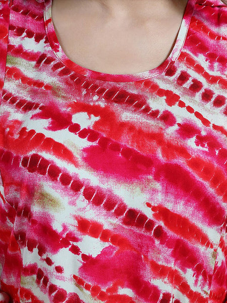 Be You Abstract Printed Bell Sleeves Maternity Fit and Flare Dress