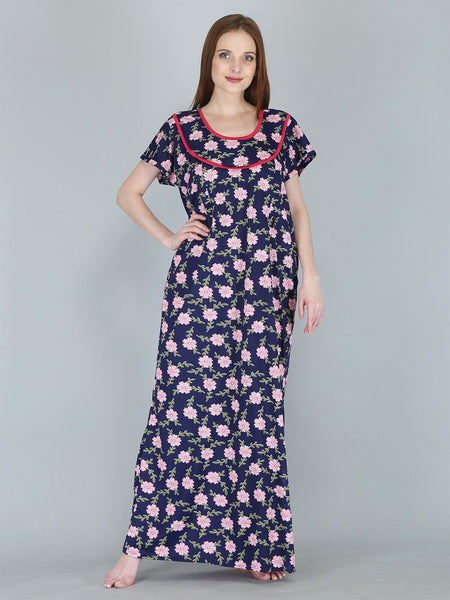 Be You Women Printed Maternity Maxi Nightdress