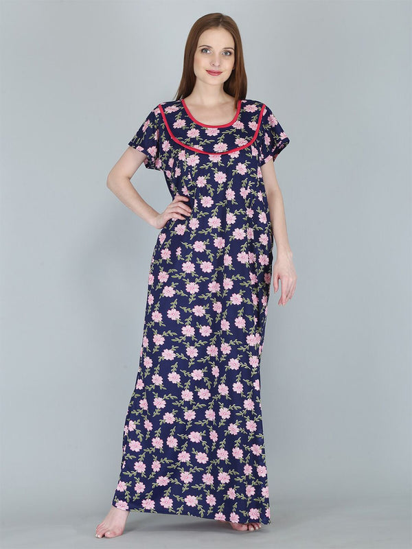 Be You Women Printed Maternity Maxi Nightdress
