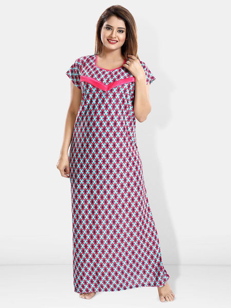 Be You Printed Satin Maternity Feeding Maxi Nightdress