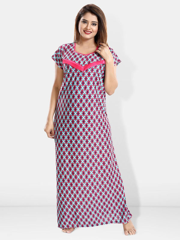 Be You Printed Satin Maternity Feeding Maxi Nightdress