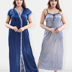 Be You Shoulder Straps Satin Maxi Nightdress with Robe