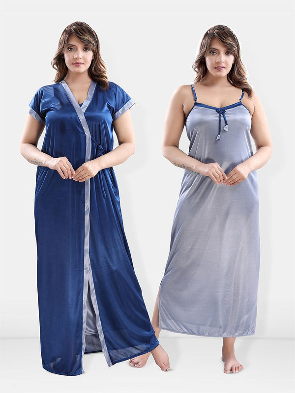 Be You Shoulder Straps Satin Maxi Nightdress with Robe