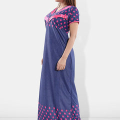 Be You Polka Dots Printed V-Neck Satin Maternity Maxi Nightdress