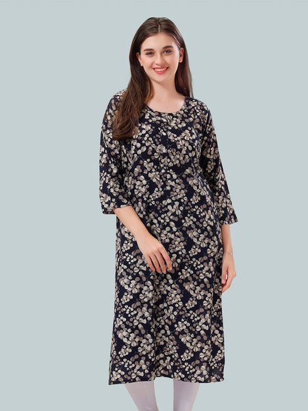 Be You Women Foil Printed Maternity Kurta