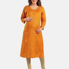 Be You Leheriya Printed Round Neck Kurta