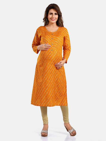 Be You Leheriya Printed Round Neck Kurta
