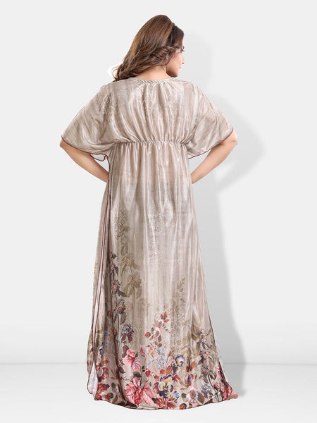 Be You Floral Printed Satin Kaftan Nightdress